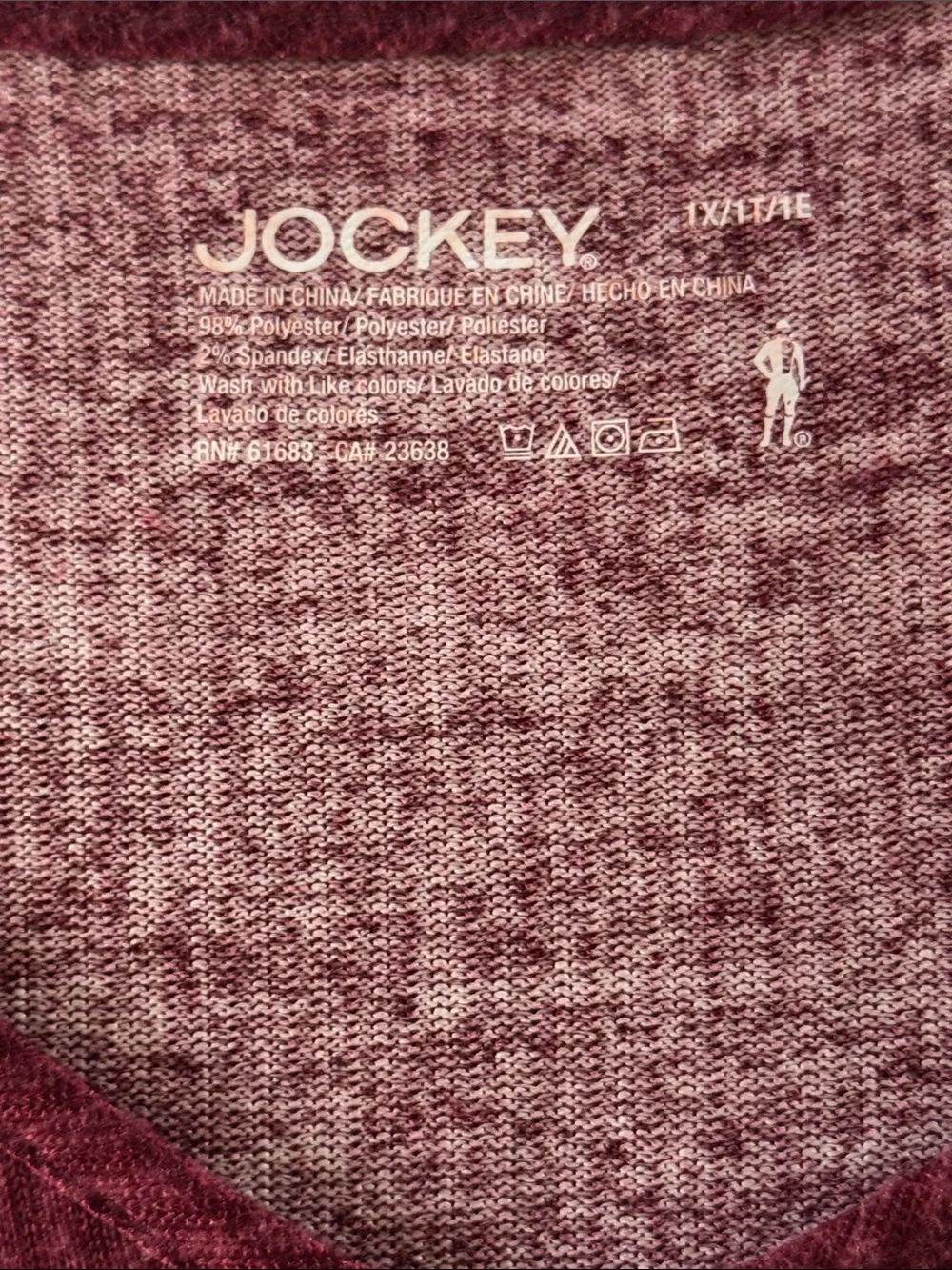 Jockey NWT Burgundy Ribbed Knit 2 Piece Lounge Set V-Neck Top & Pants Size 1X